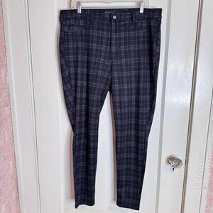 Liverpool Los Angeles Black Blue Plaid Skinny Stretch Leggings sz 16/33